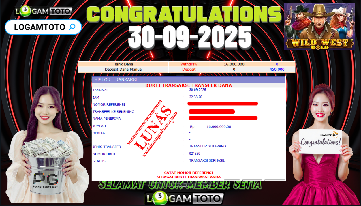 SELAMAT KEPADA MEMBER SETIA LOGAMTOTO BERHASIL JACKPOT DI PERMAINAN SLOT WILD WEST GOLD